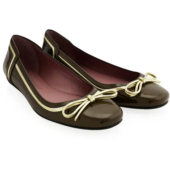 Jean-Michel Cazabat Patent Leather Bow Ballet Flats - Picture 1 of 9